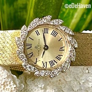 14k Vintage Baume & Mercier Diamond Bezel Time Piece